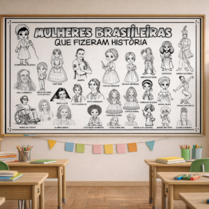 Painel para Colorir Mulheres que fizeram Historia.